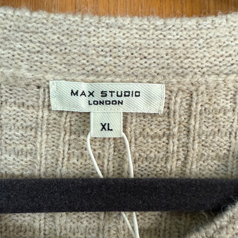 Max Studio Beige Ribbed Cardigan - Picture 3 of 9